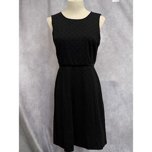 Talbots Petites Black Polka Dot Sleeveless Sheath Dress Velvet Trim Size 4P